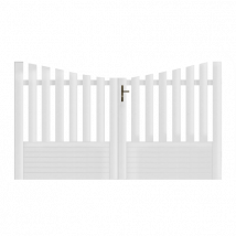 Portail battant PVC blanc H145 x L250 cm ALENÇON INCURVÉ - Fabrication Française - Sens d'ouverture au choix - Avec ou sans motorisation - Gefrad