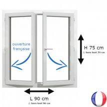 Fenêtre PVC 2 vantaux H 75 x L 90 cm OF avec poignée - Couleurs & Dimensions sur mesure - Fabrication Française - Vitrage et pose menuiserie au choix