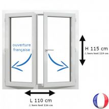 Fenêtre PVC 2 vantaux H 115 x L 110 cm OF avec poignée - Couleurs & Dimensions sur mesure - Fabrication Française - Vitrage et pose menuiserie au cho