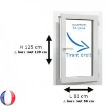 Fenêtre PVC 1 vantail H 125 x L 80 cm OF avec poignée - Couleurs & Dimensions sur mesure - Fabrication Française - Vitrage et pose menuiserie au choi
