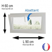 Fenêtre PVC abattant H 60 x L 90 cm verre brouillé avec poignée - Couleurs & Dimensions sur mesure - Fabrication Française - Vitrage et pose menuiser