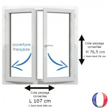 Fenêtre PVC 2 vantaux H 76 x L 106 cm hors tout OF pour pose en rénovation - Couleurs & Dimensions sur mesure - Fabrication Française - Vitrage et po