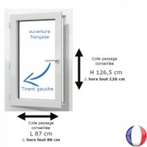 Fenêtre PVC 1 vantail H 126 x L 86 cm hors tout OF pour pose en rénovation - Couleurs & Dimensions sur mesure - Fabrication Française - Vitrage et po