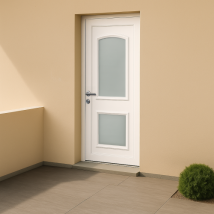 Porte d'entrée en PVC vitrée blanche Granada 18L