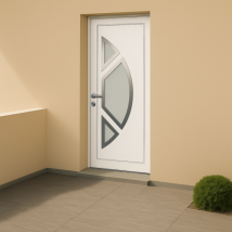 Porte d'entrée en PVC vitrée blanche Coralie 1