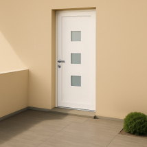 Porte d'entrée en PVC vitrée blanche Cesar 0