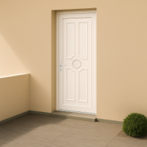 Porte d'entrée en PVC pleine blanche Titia