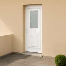 Porte d'entrée en PVC vitrée blanche Provencia 51