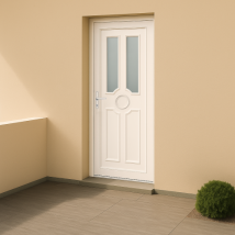 Porte d'entrée en PVC vitrée blanche Titia 20