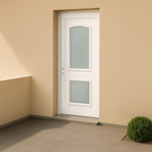 Porte d'entrée en PVC vitrée blanche Granada 18L