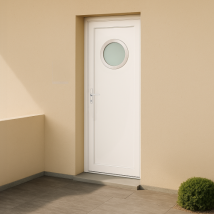 Porte d'entrée en PVC vitrée blanche Paula 1