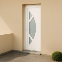 Porte d'entrée en PVC vitrée blanche Coralie 0
