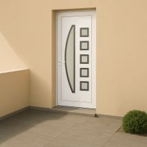 Porte d'entrée en PVC vitrée blanche Achille 2