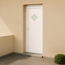 Porte d'entrée en PVC vitrée blanche Anatole