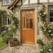 Porte d'entrée vitrée sur-mesure en bois exotique MANON