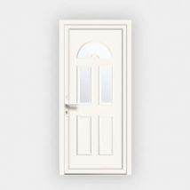 Porte d'entrée en PVC vitrée blanche Eva 14