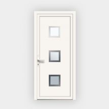Porte d'entrée en PVC 4843 vitrée blanche - Gefradis - Fabrication Française - Dimensions sur mesure - Avec ou sans vitrage - Aide à la pose - Ge