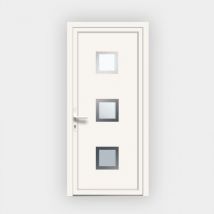 Porte d'entrée en PVC vitrée blanche Cesar 2