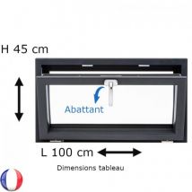 Fenêtre PVC abattant H 45 x L 100 cm anthracite avec poignée - Couleurs & Dimensions sur mesure - Fabrication Française - Vitrage et pose menuiserie