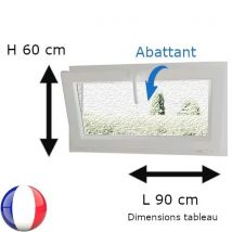 Fenêtre PVC abattant H 60 x L 90 cm verre brouillé avec poignée - Couleurs & Dimensions sur mesure - Fabrication Française - Vitrage et pose menuiser