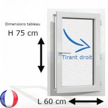 Fenêtre PVC 1 vantail H 75 x L 60 cm OF avec poignée verre brouillé - Couleurs & Dimensions sur mesure - Fabrication Française - Vitrage et pose menu
