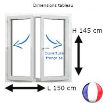 Fenêtre PVC 2 vantaux H 145 x L 150 cm OF avec poignée - Couleurs & Dimensions sur mesure - Fabrication Française - Vitrage et pose menuiserie au cho