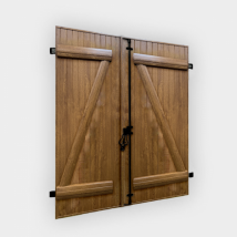Volet battant PVC 2 vantaux à barres et écharpes chêne doré largeur 1200 mm - Couleurs & Dimensions sur mesure - Fabrication Française - Gefradis