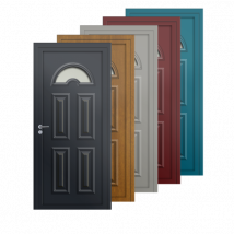 Porte d'entrée PVC couleur Emilia vitrée partie haute