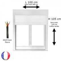Fenêtre oscillo-battant avec volet roulant électrique PVC H 105 x L 100 cm 2 vantaux - Couleurs & Dimensions sur mesure - Fabrication Française - Vit