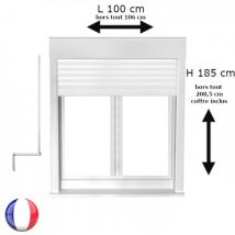 Fenêtre avec volet roulant manivelle PVC H 185 x L 100 cm 2 vantaux - Couleurs & Dimensions sur mesure - Fabrication Française - Vitrage et pose menu