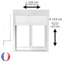 Fenêtre avec volet roulant manivelle PVC H 115 x L 120 cm 2 vantaux - Couleurs & Dimensions sur mesure - Fabrication Française - Vitrage et pose menu
