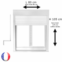 Fenêtre avec volet roulant manivelle PVC H 105 x L 80 cm 2 vantaux - Couleurs & Dimensions sur mesure - Fabrication Française - Vitrage et pose menui