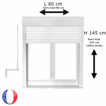 Fenêtre avec volet roulant manivelle PVC H 145 x L 80 cm 2 vantaux - Couleurs & Dimensions sur mesure - Fabrication Française - Vitrage et pose menui