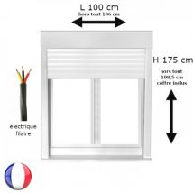 Fenêtre avec volet roulant électrique PVC H 175 x L 100 cm 2 vantaux - Couleurs & Dimensions sur mesure - Fabrication Française - Vitrage et pose men
