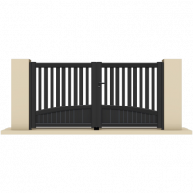 Portail battant aluminium anthracite HARL - Fabrication Française - Sens d'ouverture au choix - Avec ou sans motorisation - Gefradis