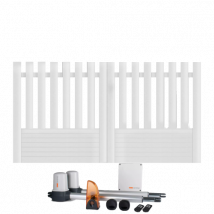 Portail battant électrique PVC blanc ALENÇON DROIT - Fabrication Française - Sens d'ouverture au choix - Avec ou sans motorisation - Gefradis