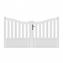 Portail battant PVC blanc H145 x L250 cm ALENÇON INCURVÉ - Fabrication Française - Sens d'ouverture au choix - Avec ou sans motorisation - Gefrad