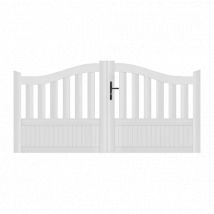 Portail battant PVC blanc H146 x L250 cm BREST GALBÉ - Fabrication Française - Sens d'ouverture au choix - Avec ou sans motorisation - Gefradis