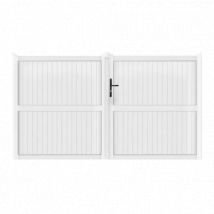Portail battant PVC blanc H180 x L350 cm GUÉRANDE hauteur 1800mm - Fabrication Française - Sens d'ouverture au choix - Avec ou sans motorisation