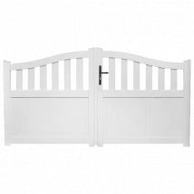 Portail battant PVC blanc H180 x L300 cm HAMBOURG GALBÉ - Fabrication Française - Sens d'ouverture au choix - Avec ou sans motorisation - Gefradi