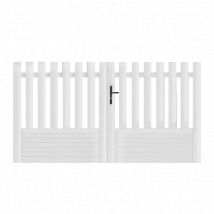 Portail battant PVC blanc H145 x L250 cm ALENÇON DROIT - Fabrication Française - Sens d'ouverture au choix - Avec ou sans motorisation - Gefradis