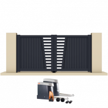 Portail battant électrique aluminium anthracite BRIX - Fabrication Française - Sens d'ouverture au choix - Avec ou sans motorisation - Gefradis