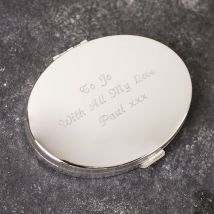 Engraved Silver Oval Compact Mirror | Christmas Gifts