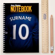 Personalised Football Shirt Notebook - Navy Blue | Christmas Gifts