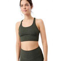 MANDALA Damen Sport-BH Mono Printed Medium Support dunkelgrün | S