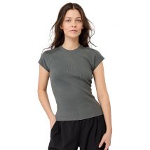 MANDALA Damen Yogashirt Slim Fit Ribbed grau | S