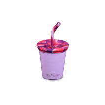 KLEAN KANTEEN Edelstahl Trinkbecher Kid Cup 296ml mit Deckel und Trinkhalm lila