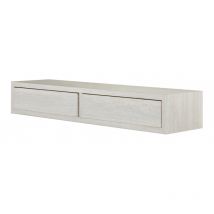 Mensola da Muro con Cassetto, Comodino Sospeso, Mensola da Parete, Rovere Sbiancato, 88,2x13,4 p23,7 cm - Domino Maxi
