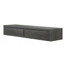 Mensola da Muro con Cassetto, Comodino Sospeso, Mensola da Parete, Rovere Scuro, 88,2x13,4 p23,7 cm - Domino Maxi