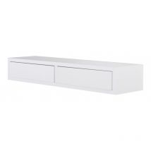Mensola da Muro con Cassetto, Comodino Sospeso, Mensola da Parete, Bianco, 88,2x13,4 p23,7 cm - Domino Maxi